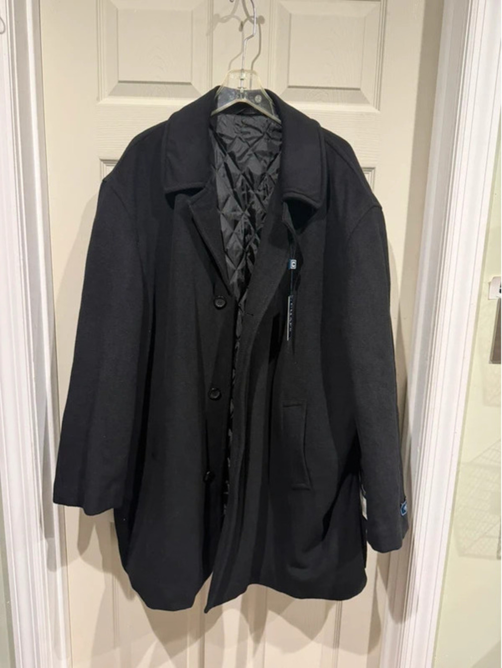 Chaps Men’s Black Overcoat 48R Classic Wool Blend Dress Coat NWT